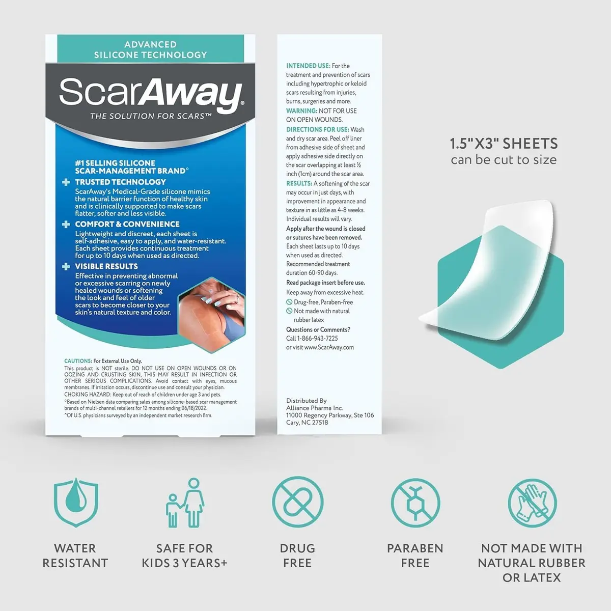 ScarAway Advanced Clear Silicone Scar Sheets, 6 Sheets | Visibly Improve Old & New Scars - view 8