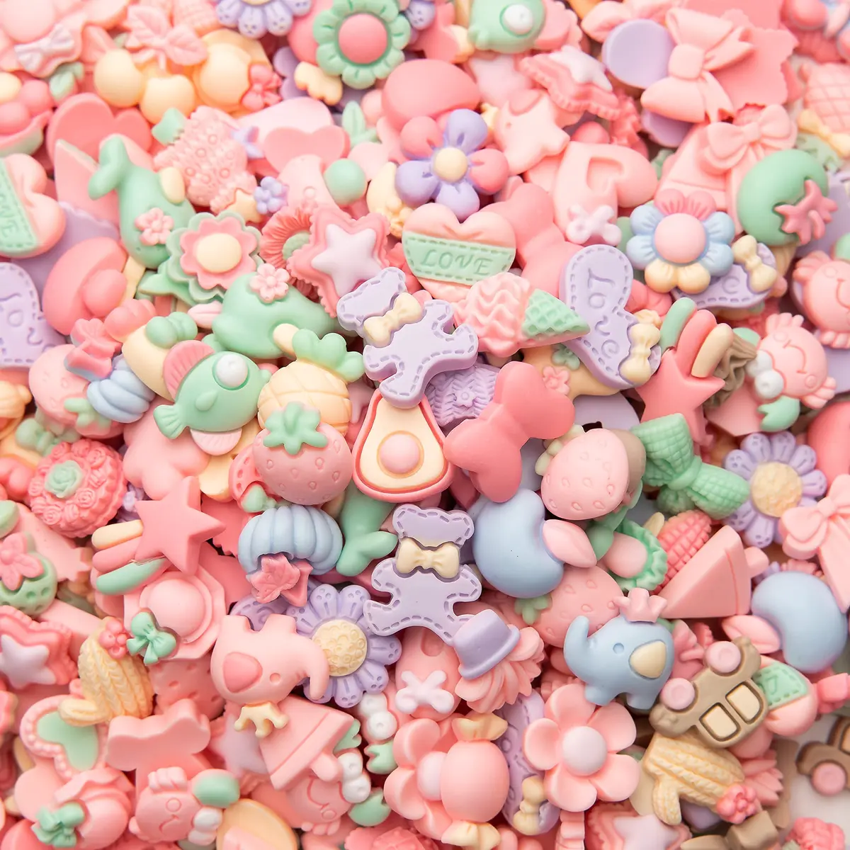 LEEXINLUU Slime Charms Cartoons Flowers Set 25pcs | Assorted Resin Flatbacks for DIY Crafts & Scrapbooking - main product image