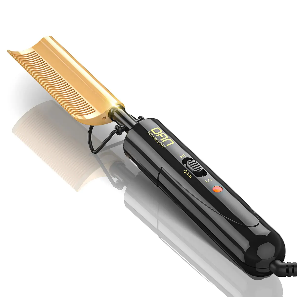 DAN Technology Curved Ceramic Hair Straightener and Heat Press Comb 11mm (0.43 inches) | Dual Voltage for All Hair Types - main product image