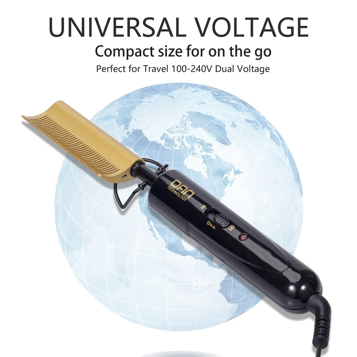 DAN Technology Curved Ceramic Hair Straightener and Heat Press Comb 11mm (0.43 inches) | Dual Voltage for All Hair Types - view 5