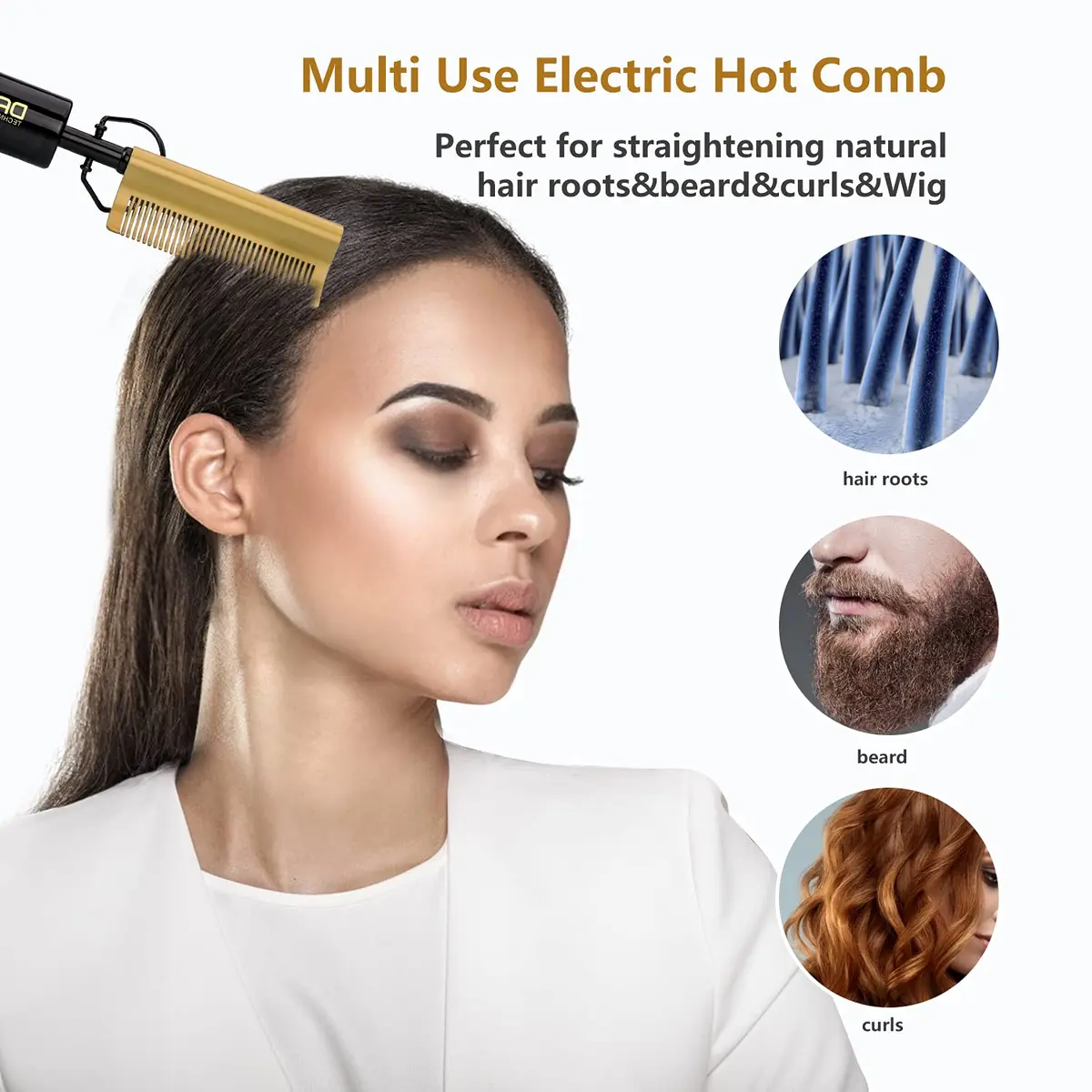 DAN Technology Curved Ceramic Hair Straightener and Heat Press Comb 11mm (0.43 inches) | Dual Voltage for All Hair Types - view 6