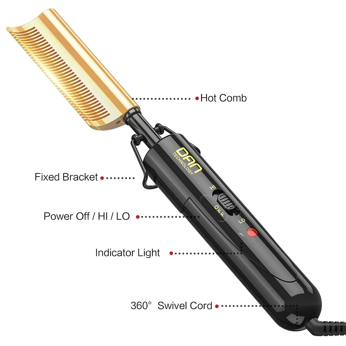 DAN Technology Curved Ceramic Hair Straightener and Heat Press Comb 11mm (0.43 inches) | Dual Voltage for All Hair Types - view 8