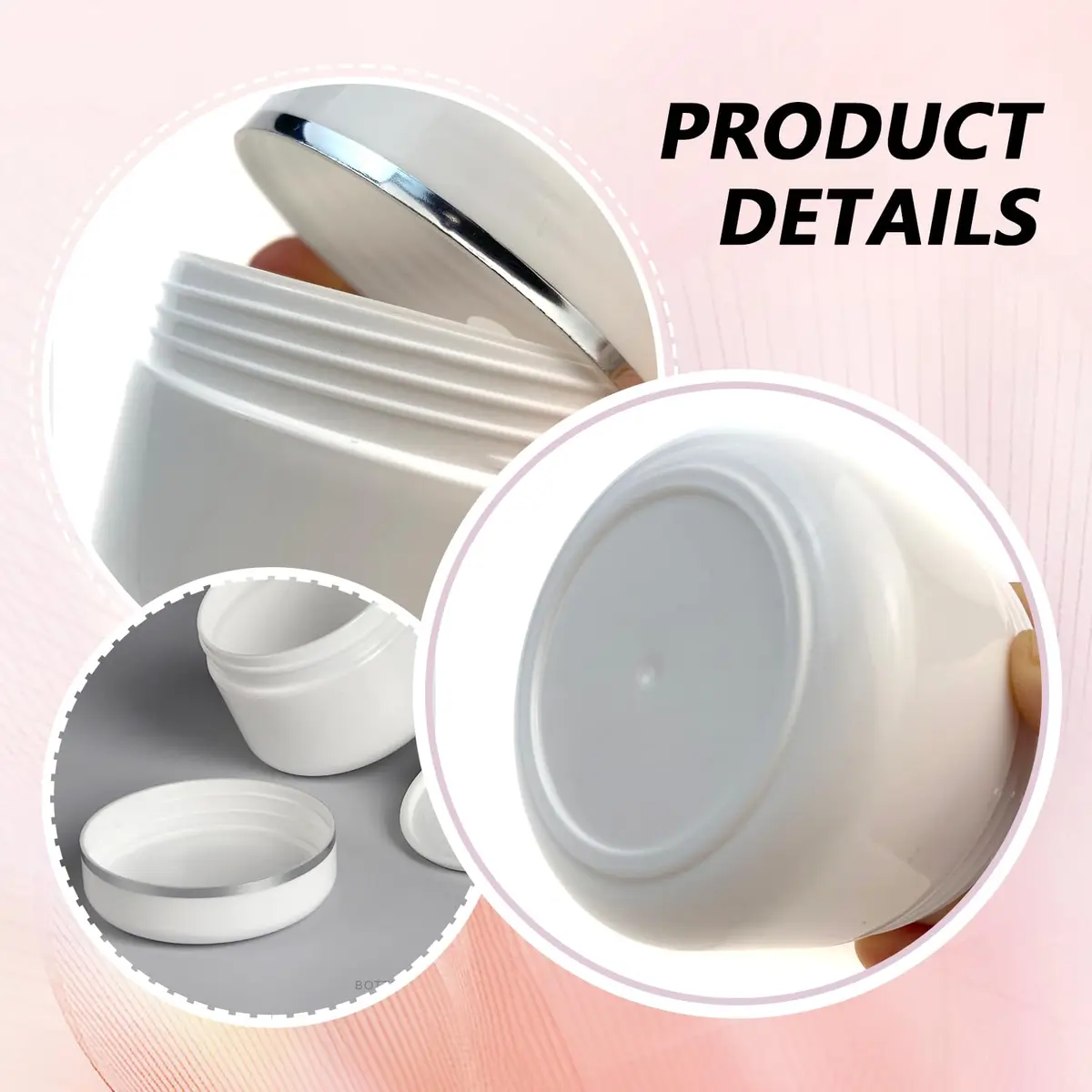 QUUPY 6Pcs 250g White Plastic Cosmetic Jars | Leakproof Refillable Containers for Face Cream & Lip Balm - view 6