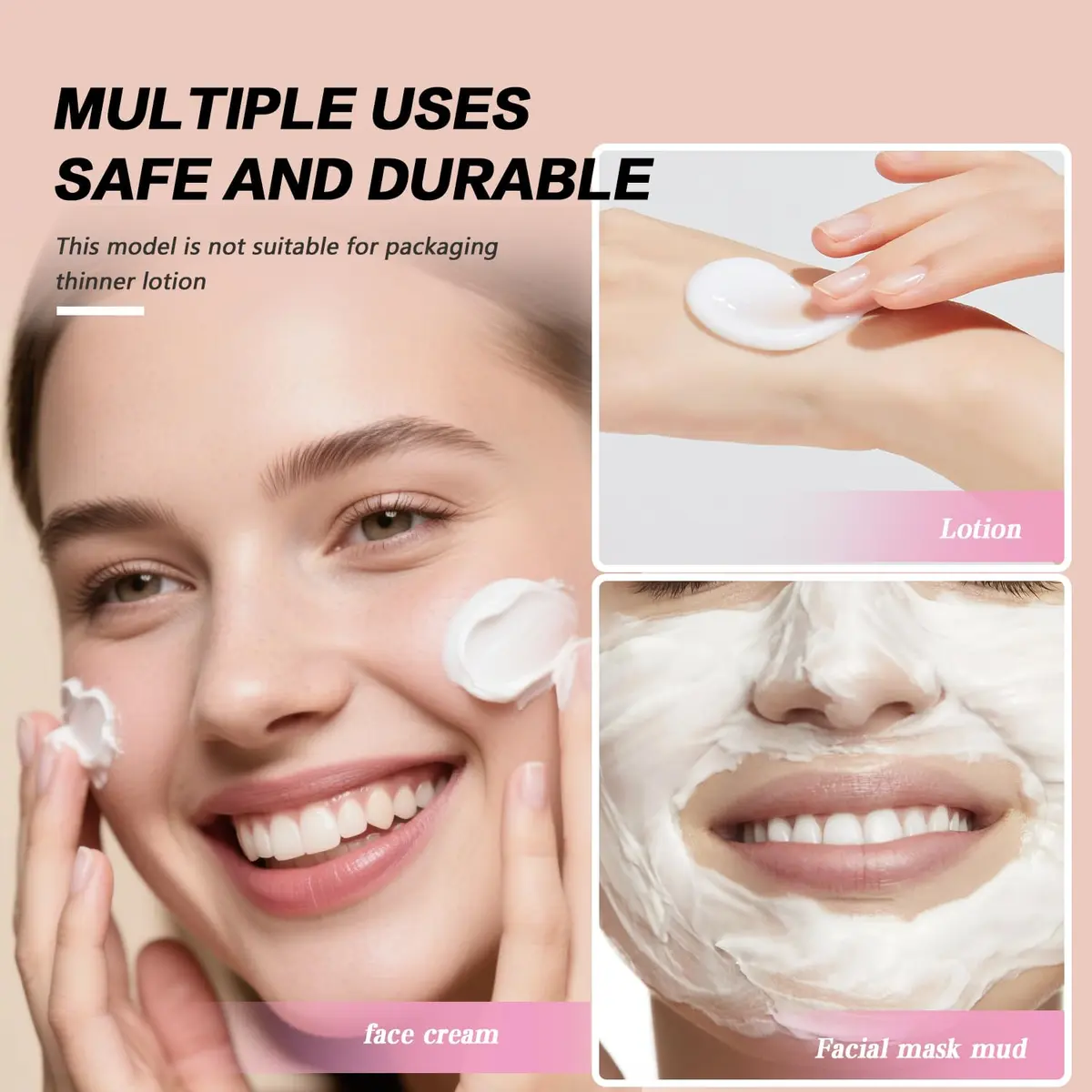 QUUPY 6Pcs 250g White Plastic Cosmetic Jars | Leakproof Refillable Containers for Face Cream & Lip Balm - view 7