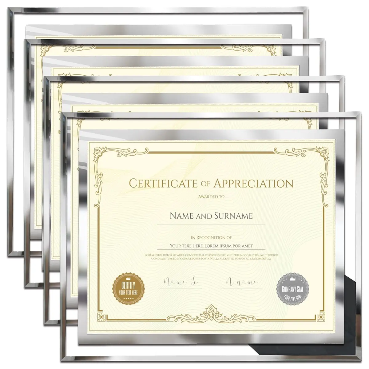 SESEAT 8.5 x 11 Certificate Document Frame Set of 4 | Elegant Glass Beveled Edges for Diplomas & Certificates - main product image