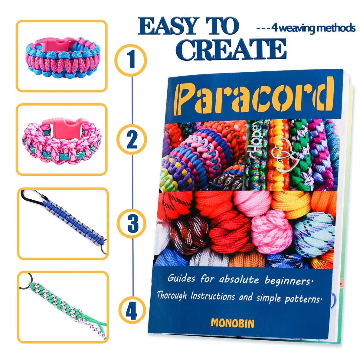 MONOBIN Paracord Kit 36 Colors | 550 lb Type III Nylon Rope for Crafts & Outdoor Use - view 2