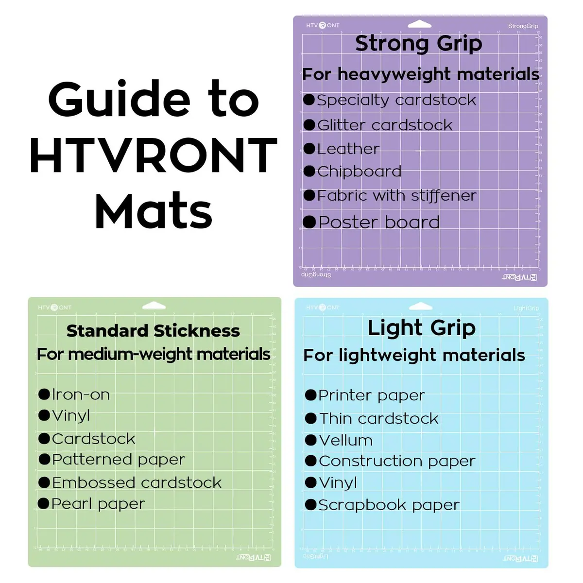 HTVRONT Standard Stickness Cutting Mat 12x12 Inch 3 Pack | Holds Materials Firmly for Crafts - view 6