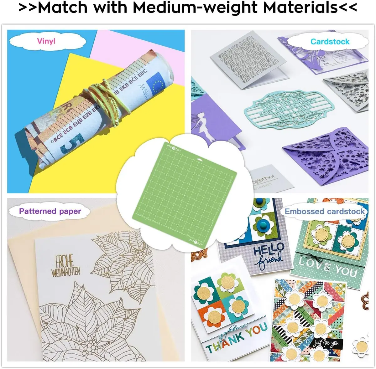 HTVRONT Standard Stickness Cutting Mat 12x12 Inch 3 Pack | Holds Materials Firmly for Crafts - view 2