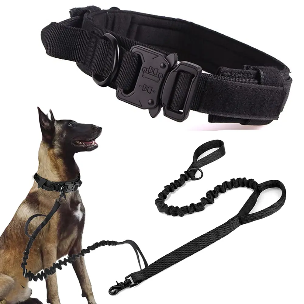 Xqpetlihai Tactical Dog Collar and Leash Set 1.6 in (4.06 cm) | Heavy Duty Nylon for Large Dogs - main product image
