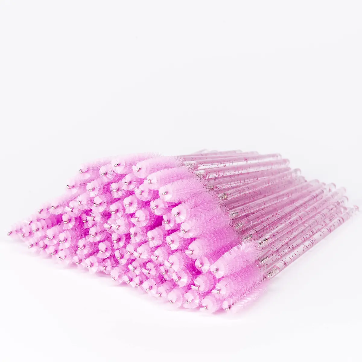 i-laesh Glitter Spoolies Disposable Eyelash Brush - Pink - 100PCS | High-Density Fiber Bristles for Flawless Mascara Application - main product image