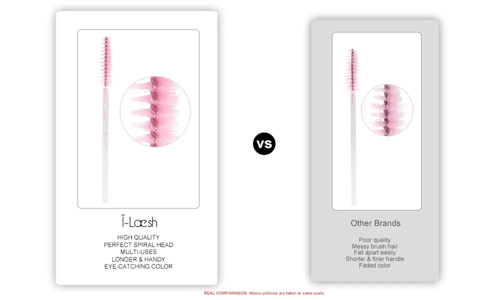 i-laesh Glitter Spoolies Disposable Eyelash Brush - Pink - 100PCS | High-Density Fiber Bristles for Flawless Mascara Application - view 8