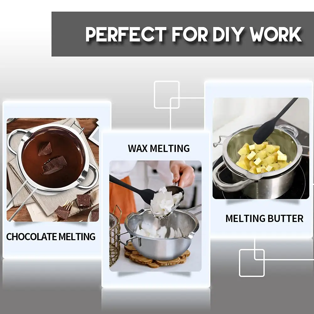 Marsheepy 1000ML (33oz) Double Boiler Melting Pot with 2200ML (2QT) Stainless Steel Pot | Rust-Proof 304 Steel for Chocolate, Wax, Soap Making - view 6