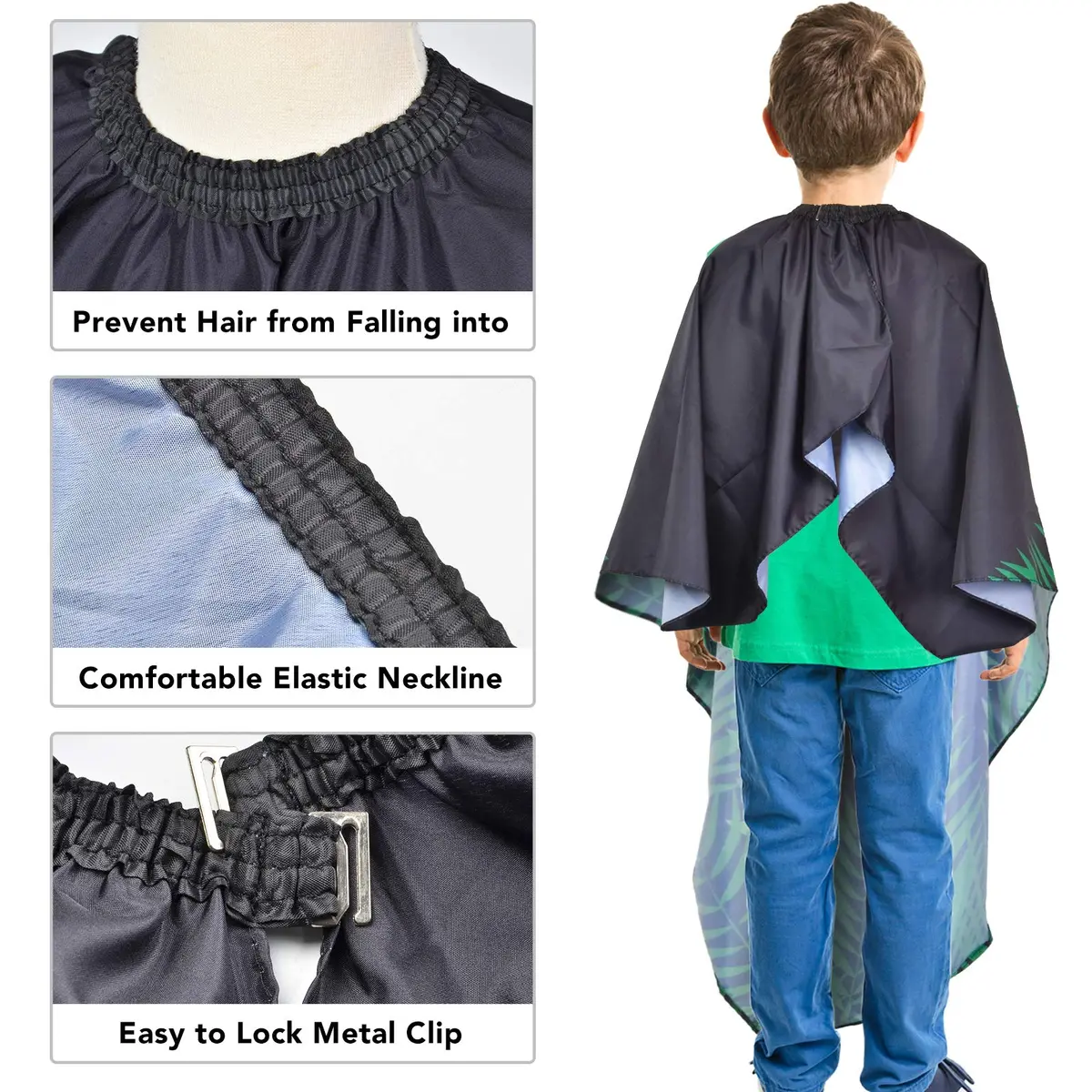 PAMAID Kids Haircut Cape Waterproof Barber Cape Cover, Dinosaur Print 120cm x 100cm | Protects Clothes from Hair & Styling Products - view 7