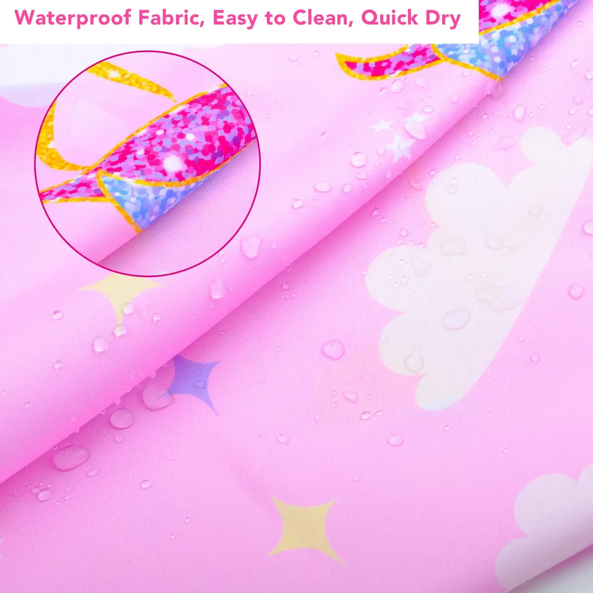 PAMAID Kids Haircut Cape Waterproof Barber Cape Cover with Adjustable Snap Closure, 120cm x 100cm | Cute Unicorn Print - view 6
