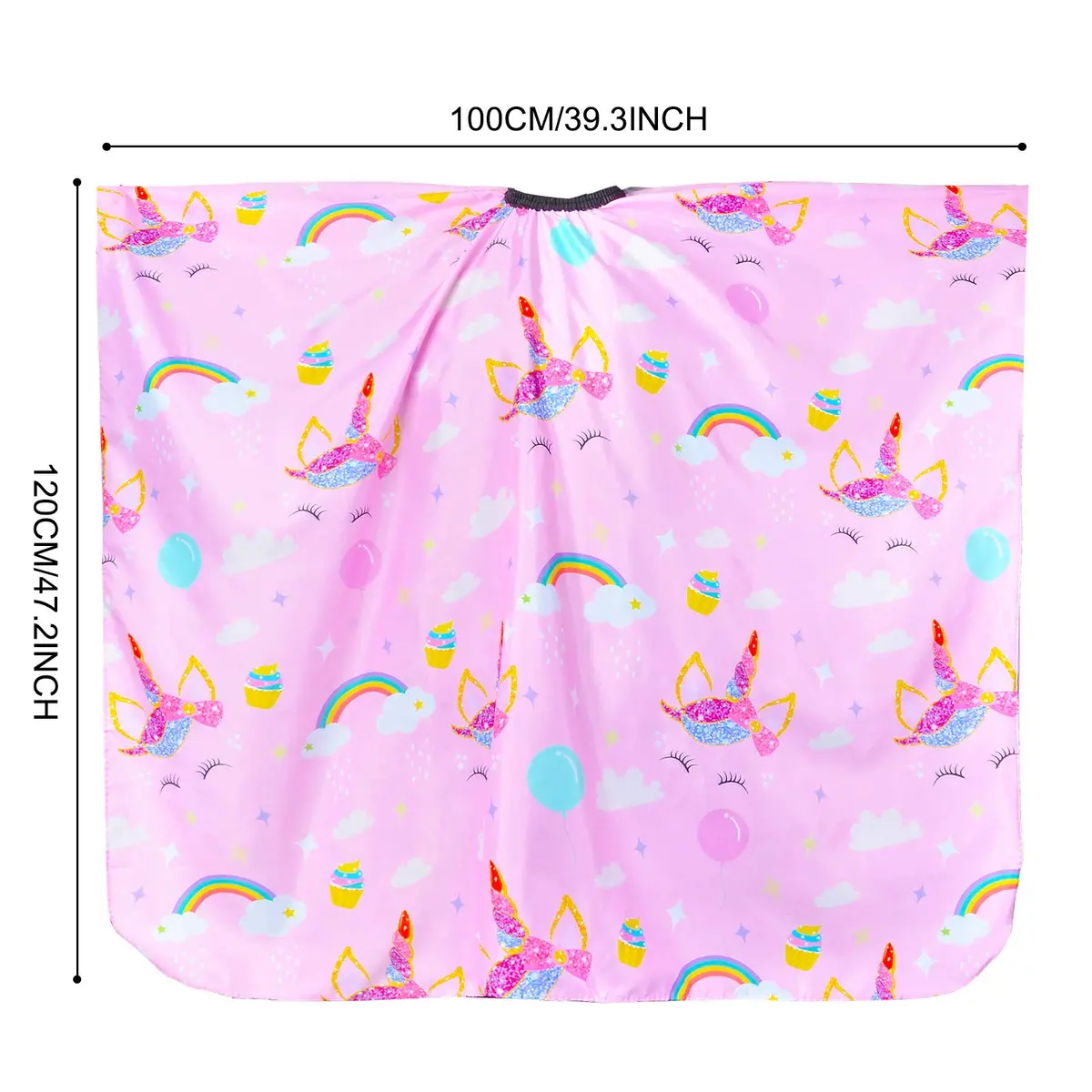 PAMAID Kids Haircut Cape Waterproof Barber Cape Cover with Adjustable Snap Closure, 120cm x 100cm | Cute Unicorn Print - view 2