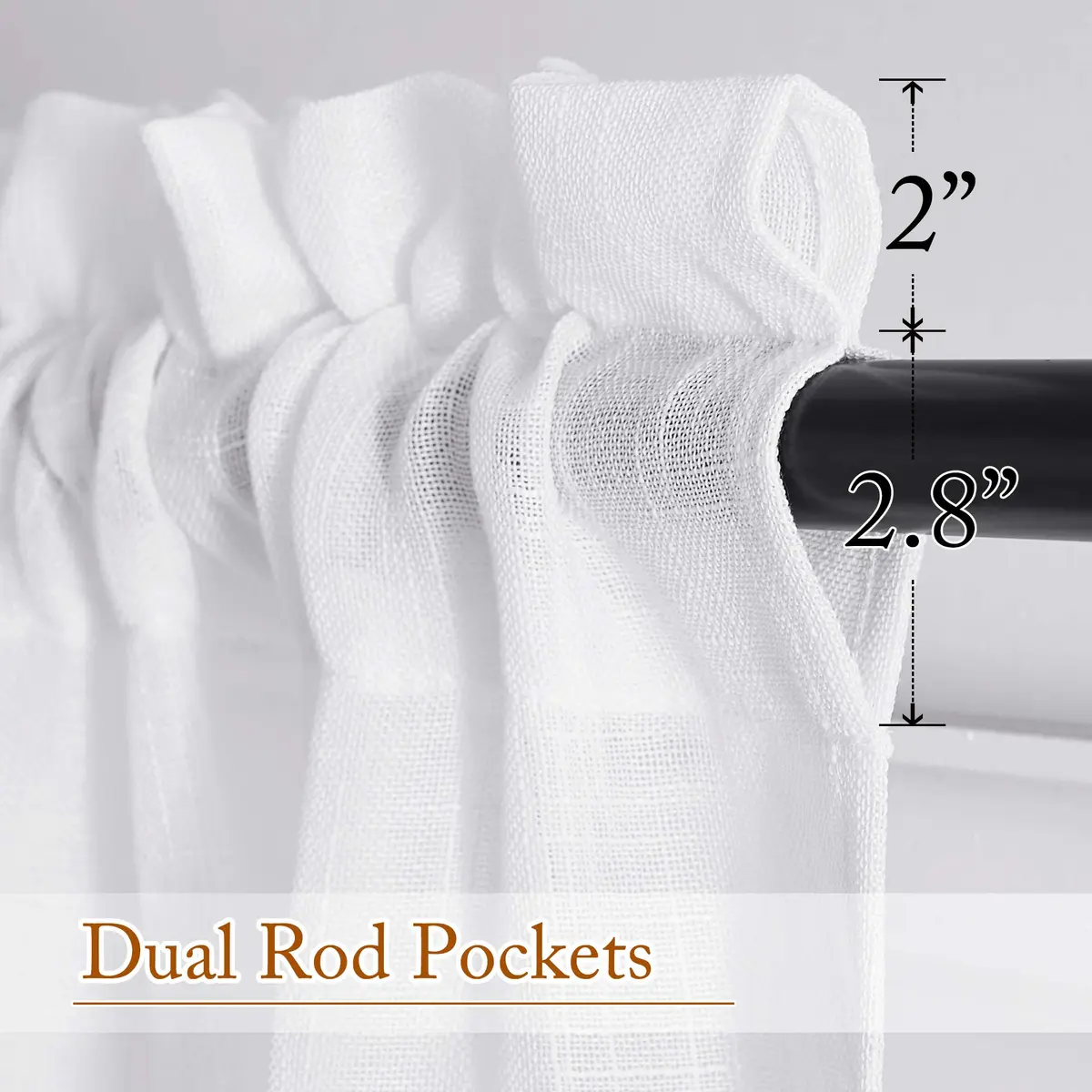 NICETOWN Sheer Linen Curtains Natural Style, W66 x L63 | Privacy & Elegant Linen Look - view 2