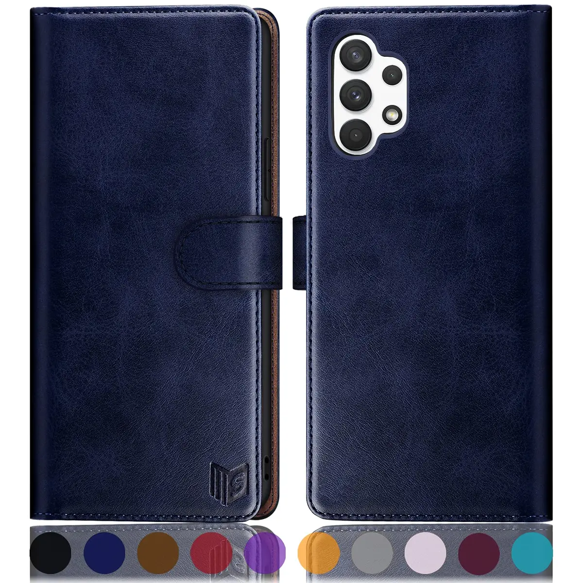 SUANPOT RFID Blocking Wallet Case for Samsung Galaxy A32 5G with Card Holder & Flip Folio | Blue - main product image