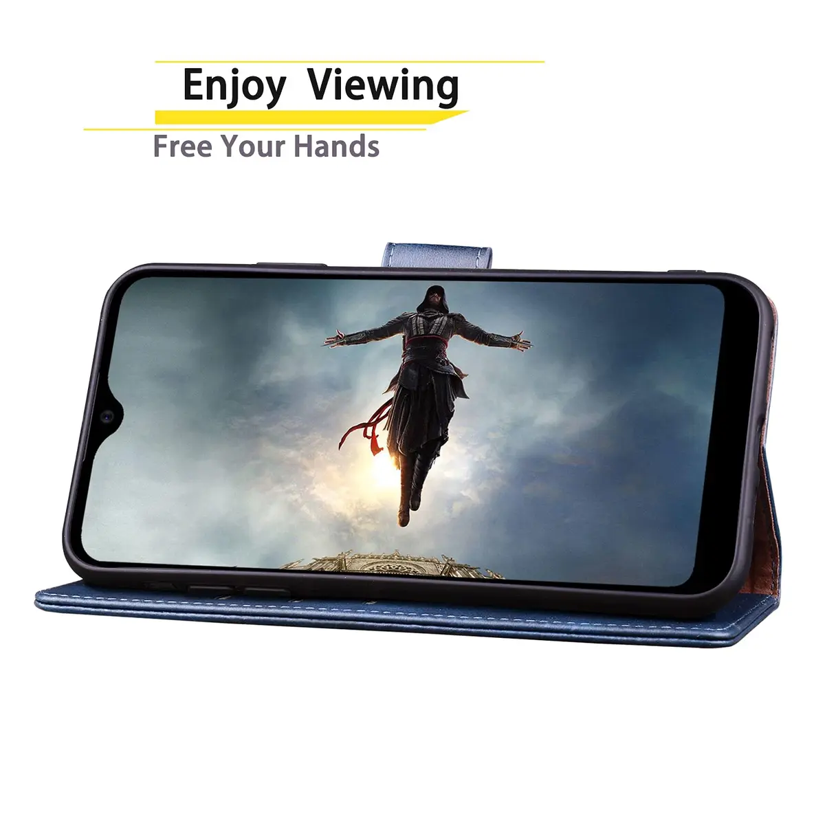 SUANPOT RFID Blocking Wallet Case for Samsung Galaxy A32 5G with Card Holder & Flip Folio | Blue - view 6