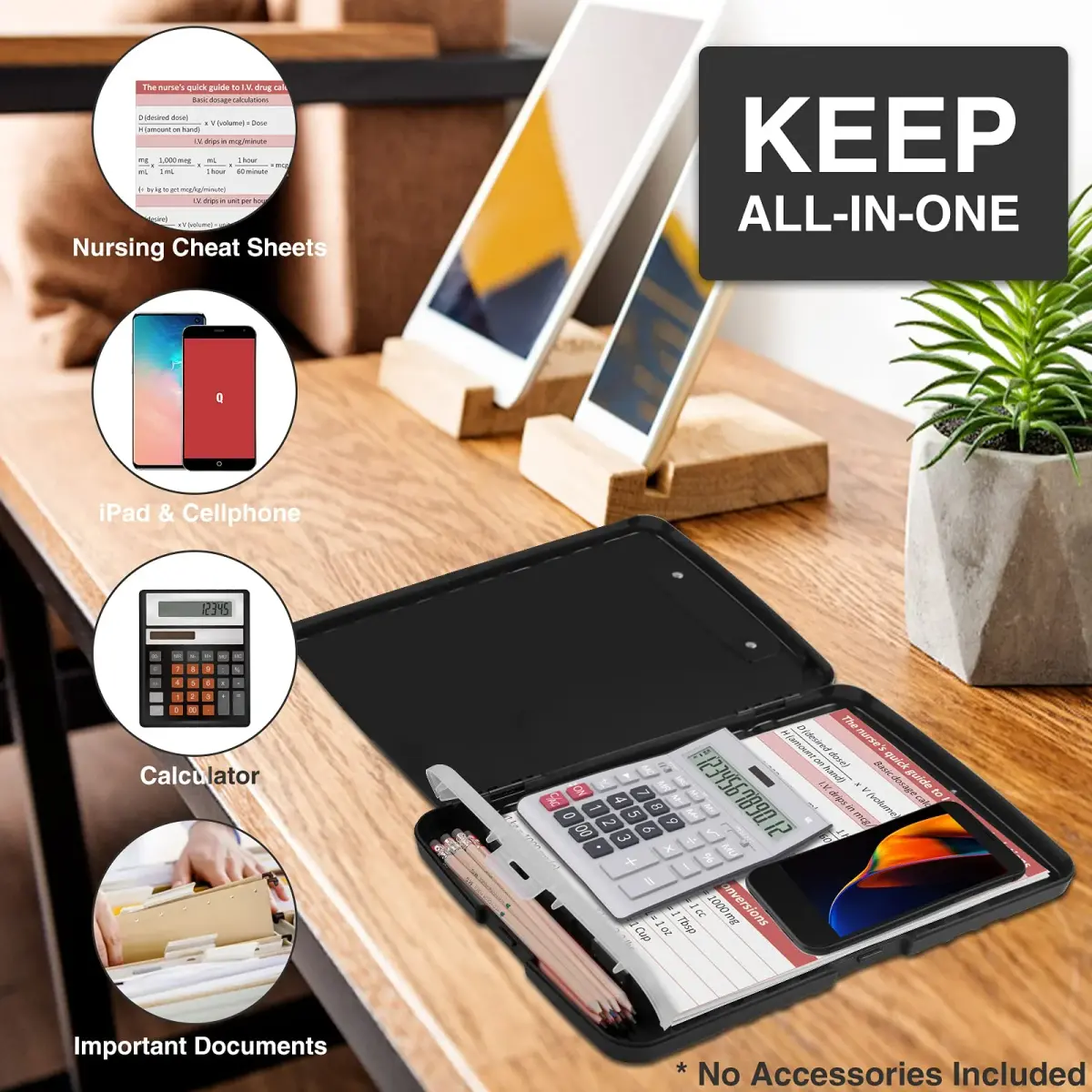 Sooez Clipboard with Storage 37cm (14.5in) | Holds 200+ Sheets, Pen Holder, Black - view 6