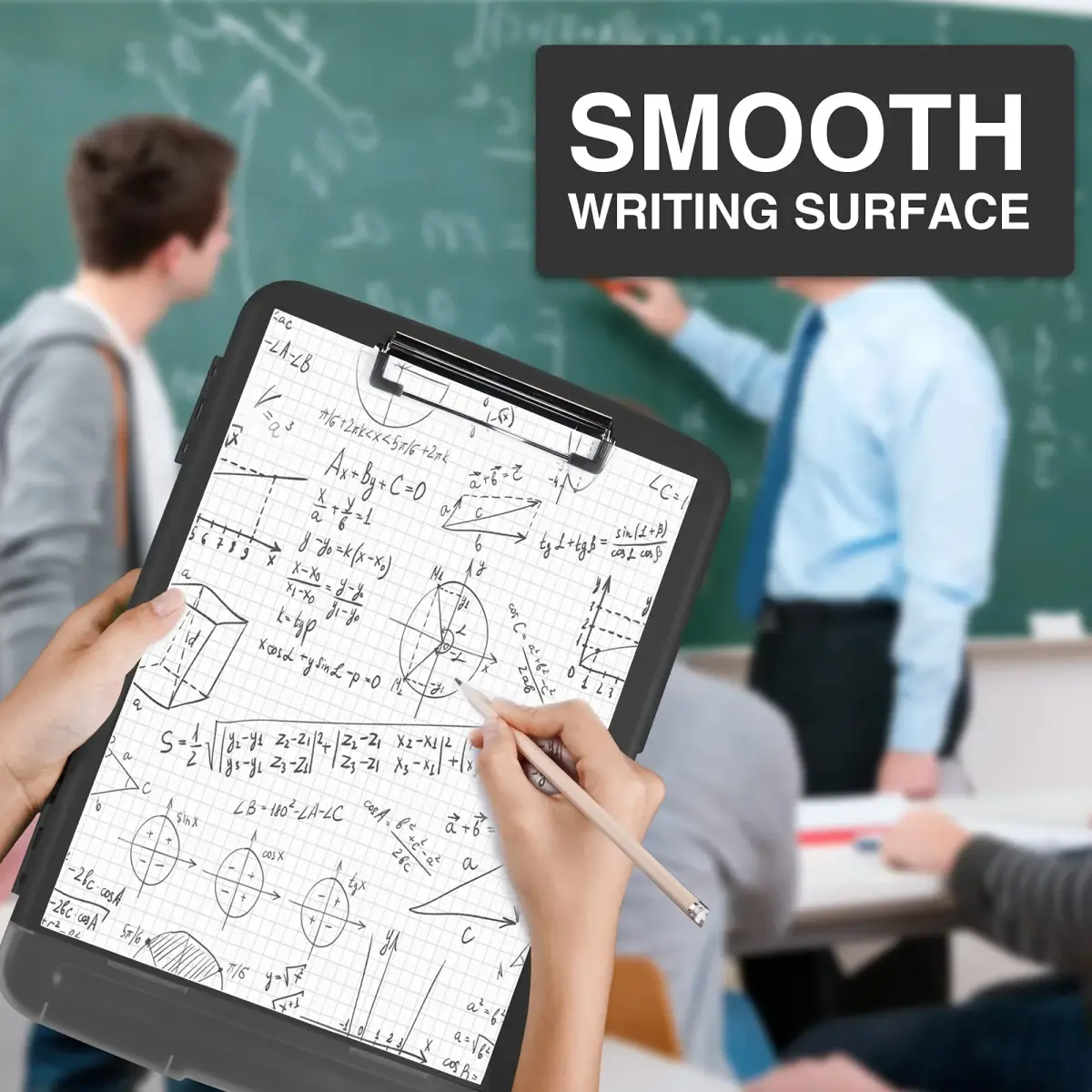 Sooez Clipboard with Storage 37cm (14.5in) | Holds 200+ Sheets, Pen Holder, Black - view 7