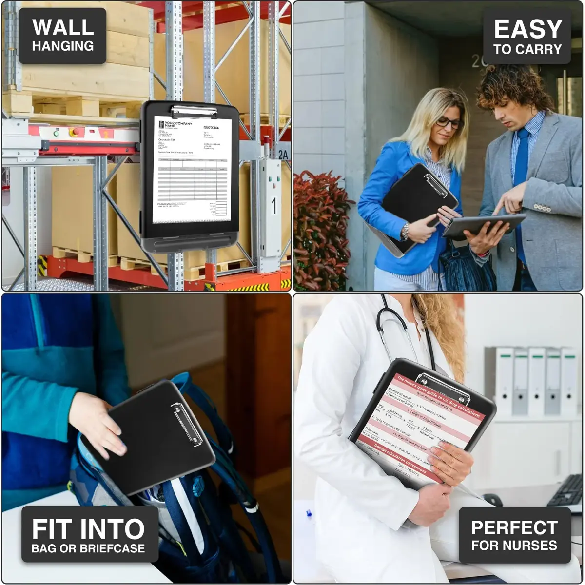 Sooez Clipboard with Storage 37cm (14.5in) | Holds 200+ Sheets, Pen Holder, Black - view 8