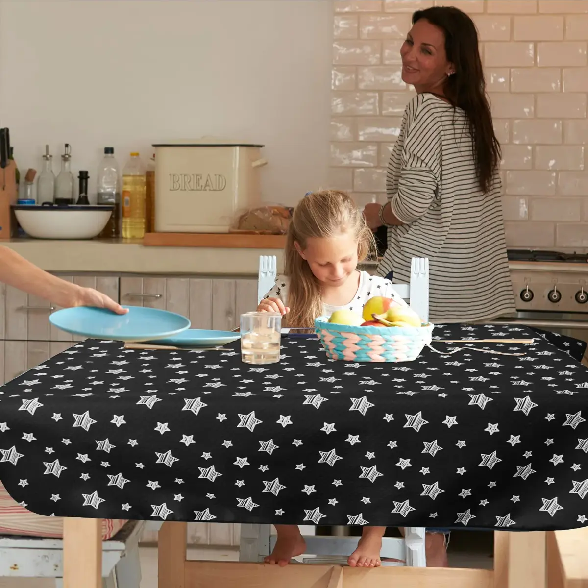 Moonsea Black Star High Chair Mat 117cm x 107cm (46" x 42") | Waterproof & Machine Washable Splat Mat for Floors & Tables - view 6