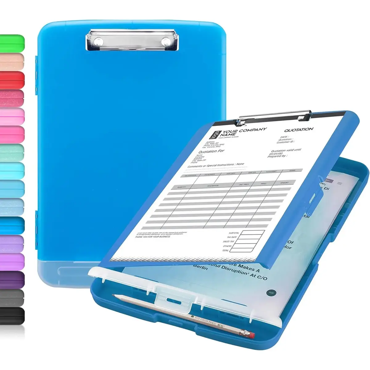 Sooez Storage Clipboard with Pen Holder 25.4cm x 36.8cm (10" x 14.5") | Sturdy Plastic Organizer for School & Office - main product image