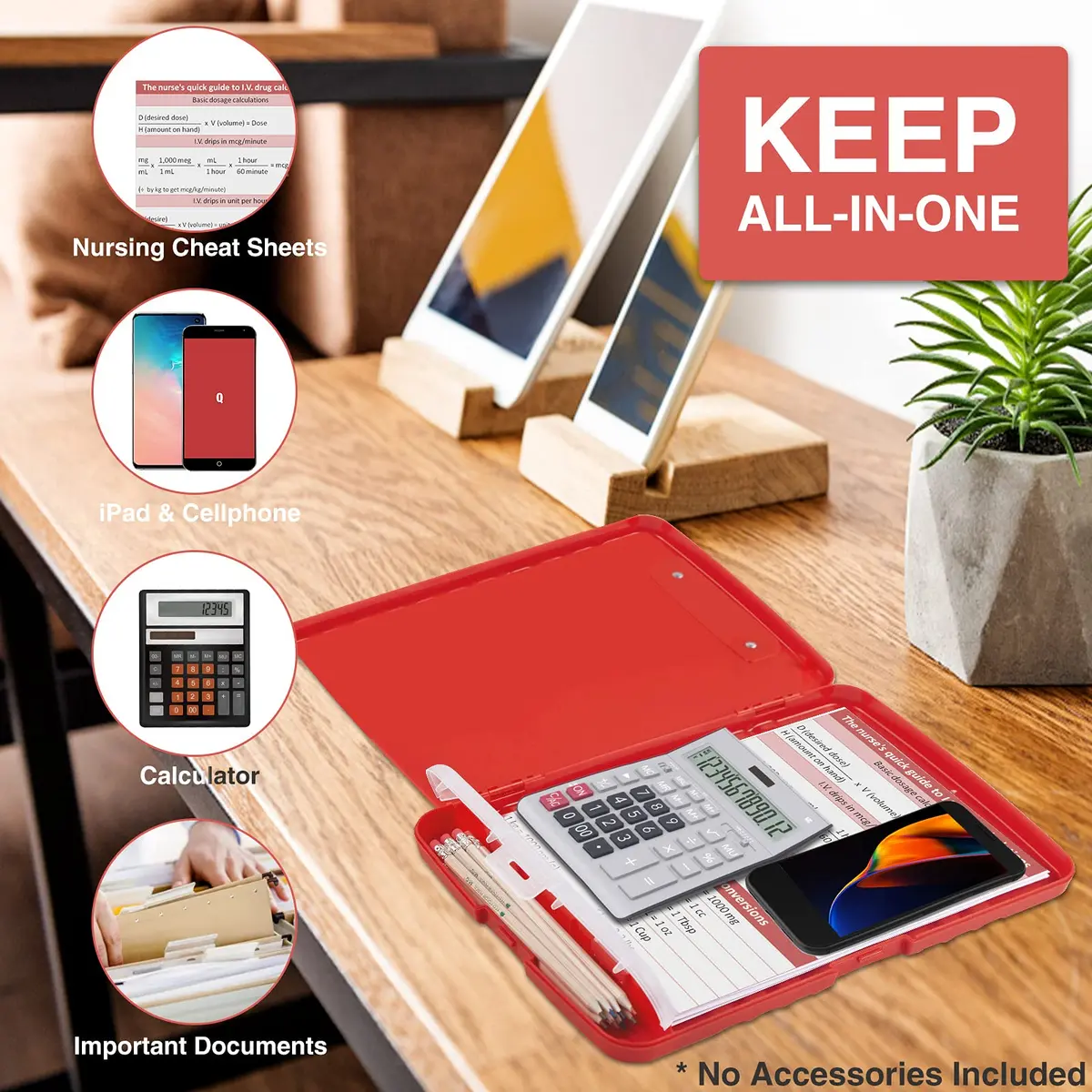 Sooez Red Clipboard with Storage, 8.5 x 11 Inch, Pen Holder | Durable Plastic Organizer for School & Office - view 5