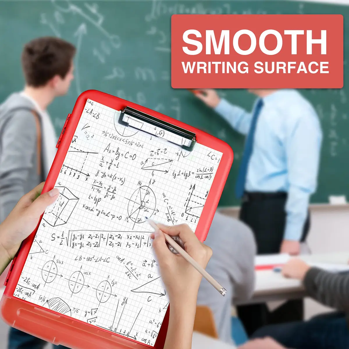 Sooez Red Clipboard with Storage, 8.5 x 11 Inch, Pen Holder | Durable Plastic Organizer for School & Office - view 6