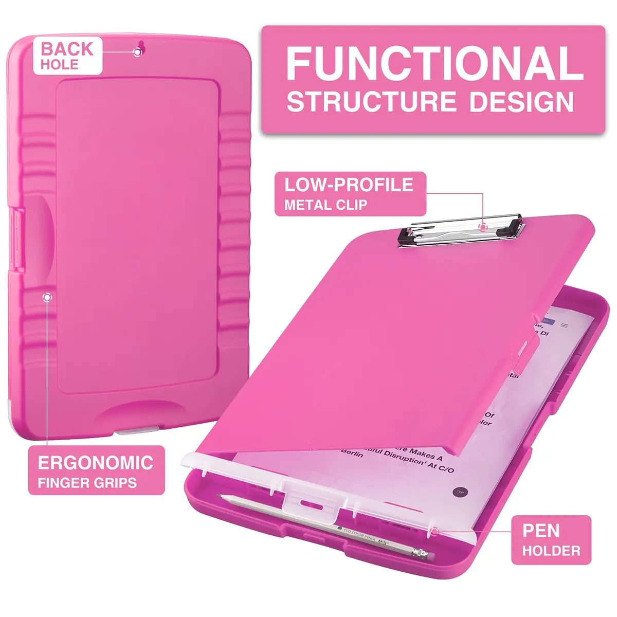 Sooez Storage Clipboard with Pen Holder 35.5 cm (14 in) | Holds 200+ Sheets - view 2