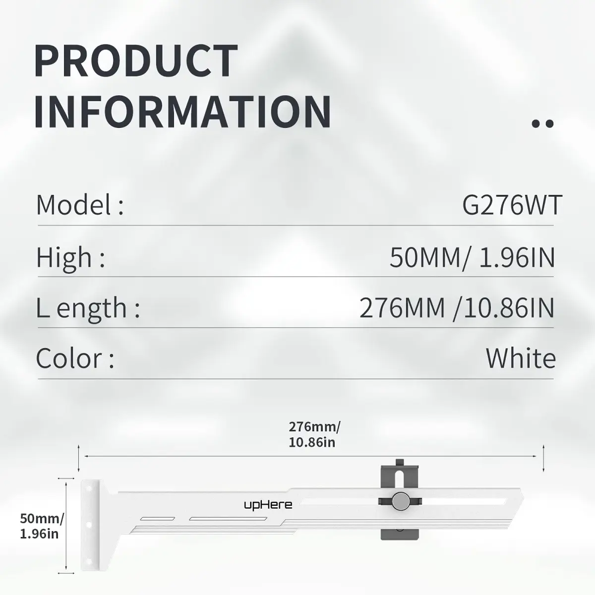 upHere G276WT White Graphics Card GPU Brace Support Bracket | Adjustable Length and Height Support - view 5