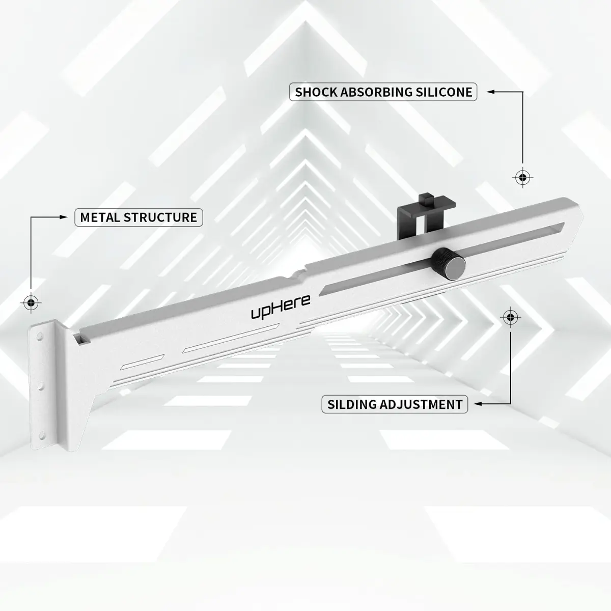 upHere G276WT White Graphics Card GPU Brace Support Bracket | Adjustable Length and Height Support - view 2