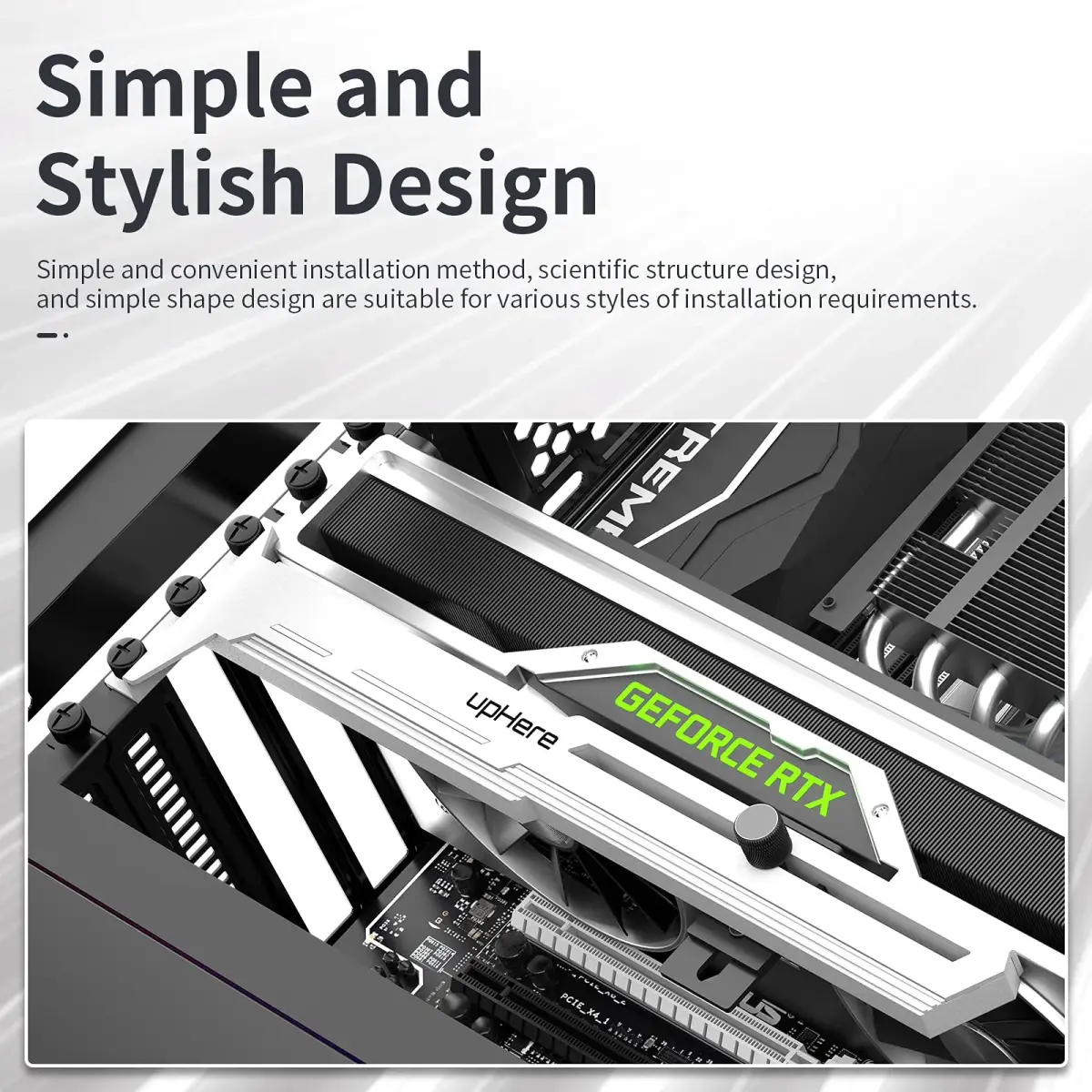 upHere G276WT White Graphics Card GPU Brace Support Bracket | Adjustable Length and Height Support - view 4