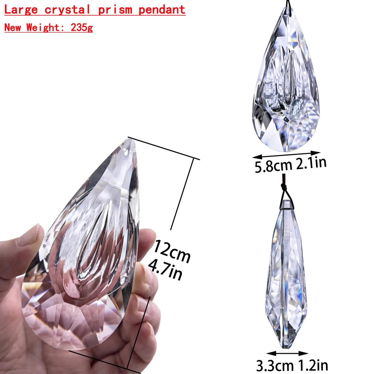 YU FENG Clear Crystal Prism Suncatcher 12.7cm (5 inch) | Rainbow Maker for Windows & Gardens - view 2