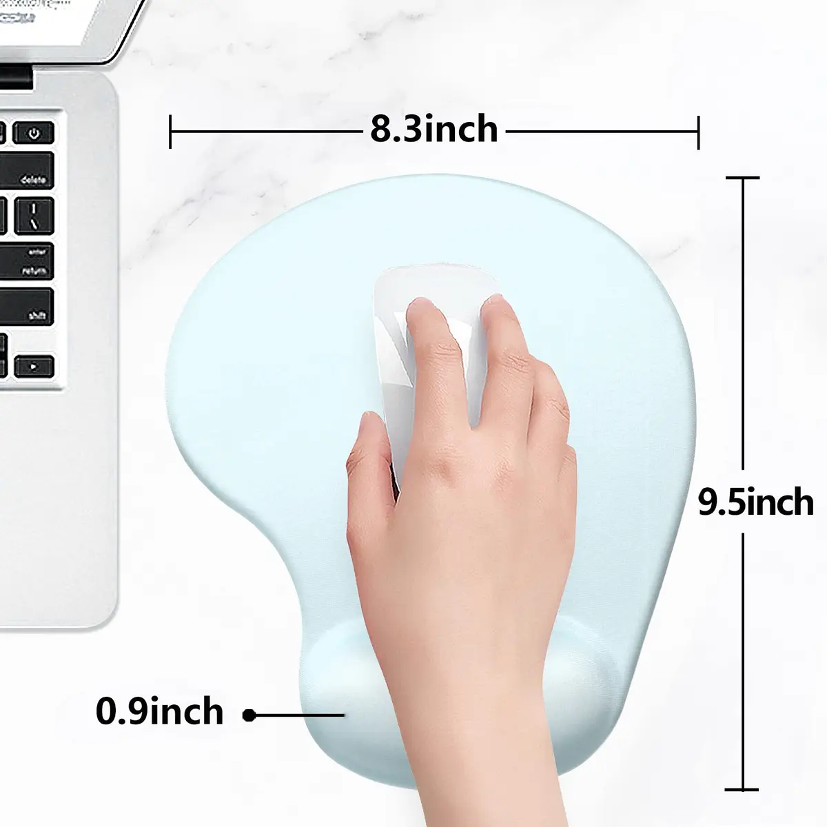 Hsurbtra Ergonomic Mouse Pad with Wrist Rest Support | Gel Mouse Pad with Non-Slip PU Base for Pain Relief, Office & Gaming, Sky Blue - view 6