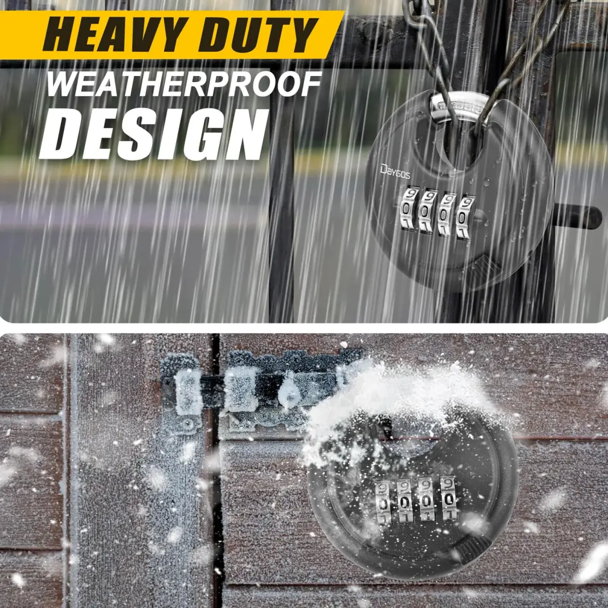 DAYGOS Black 4-Digit Combination Disc Padlock 10mm (3/8-in) Shackle | Heavy Duty Weatherproof Outdoor Lock - view 4