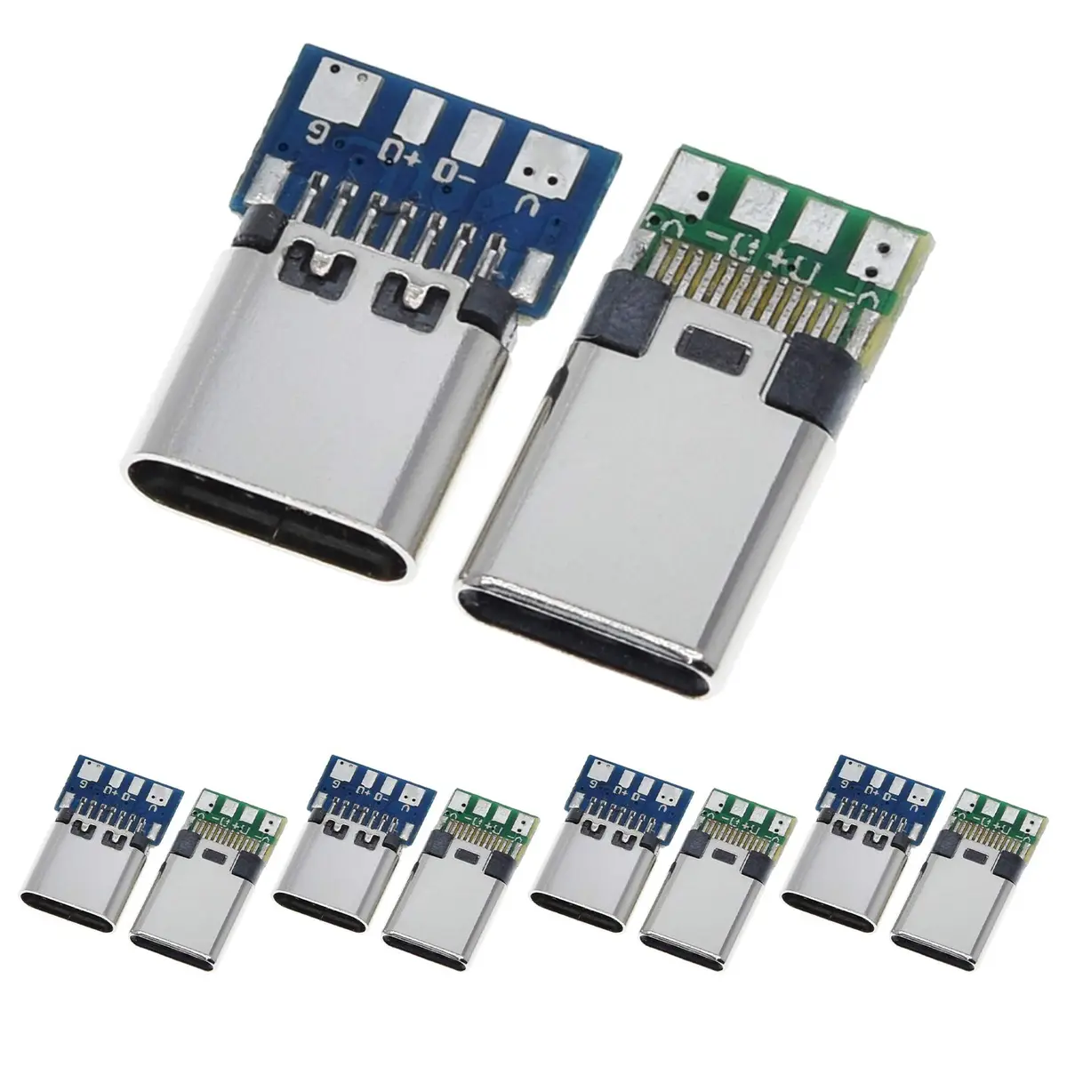 ANMBEST 10PCS USB 3.1 Type C Connector 24 Pins Male Female Plug Socket | 5Gbps Data Transfer & 3A Charging - main product image