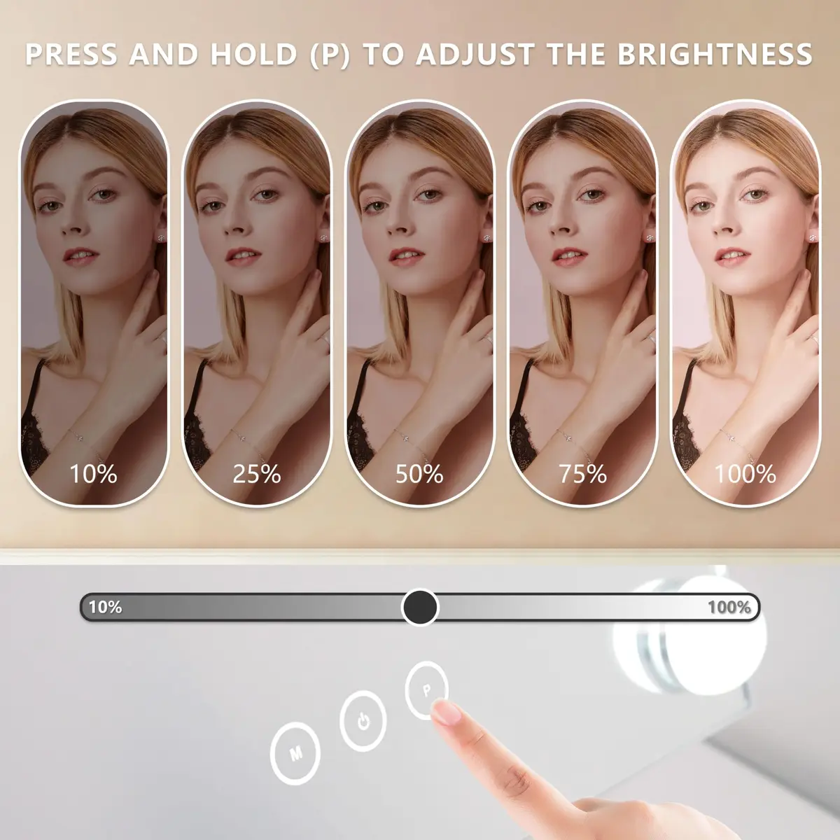 NUSVAN Vanity Mirror with Lights, 3 Color Modes, 10X Magnification, Touch Control, 360° Rotation, White | Adjustable Brightness for Flawless Makeup - view 3