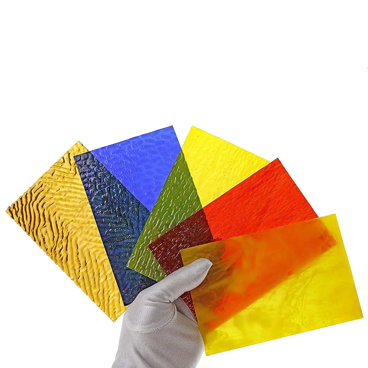 Lanyani Iridescent Stained Glass Sheets 4x6 Inches (12-Pack) | Cathedral Art Glass for Mosaic Work Craft - view 5