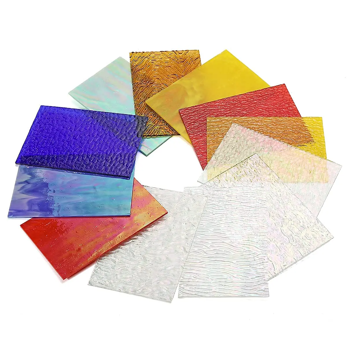 Lanyani Iridescent Stained Glass Sheets 4x6 Inches (12-Pack) | Cathedral Art Glass for Mosaic Work Craft - view 9