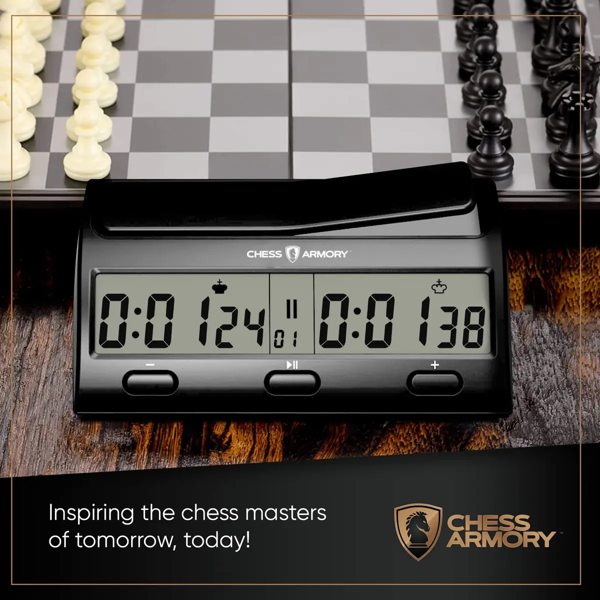 Chess Armory Advanced Digital Chess Clock Timer with Bonus Time Features | Portable Tournament Timer for 2 Player Games - view 4