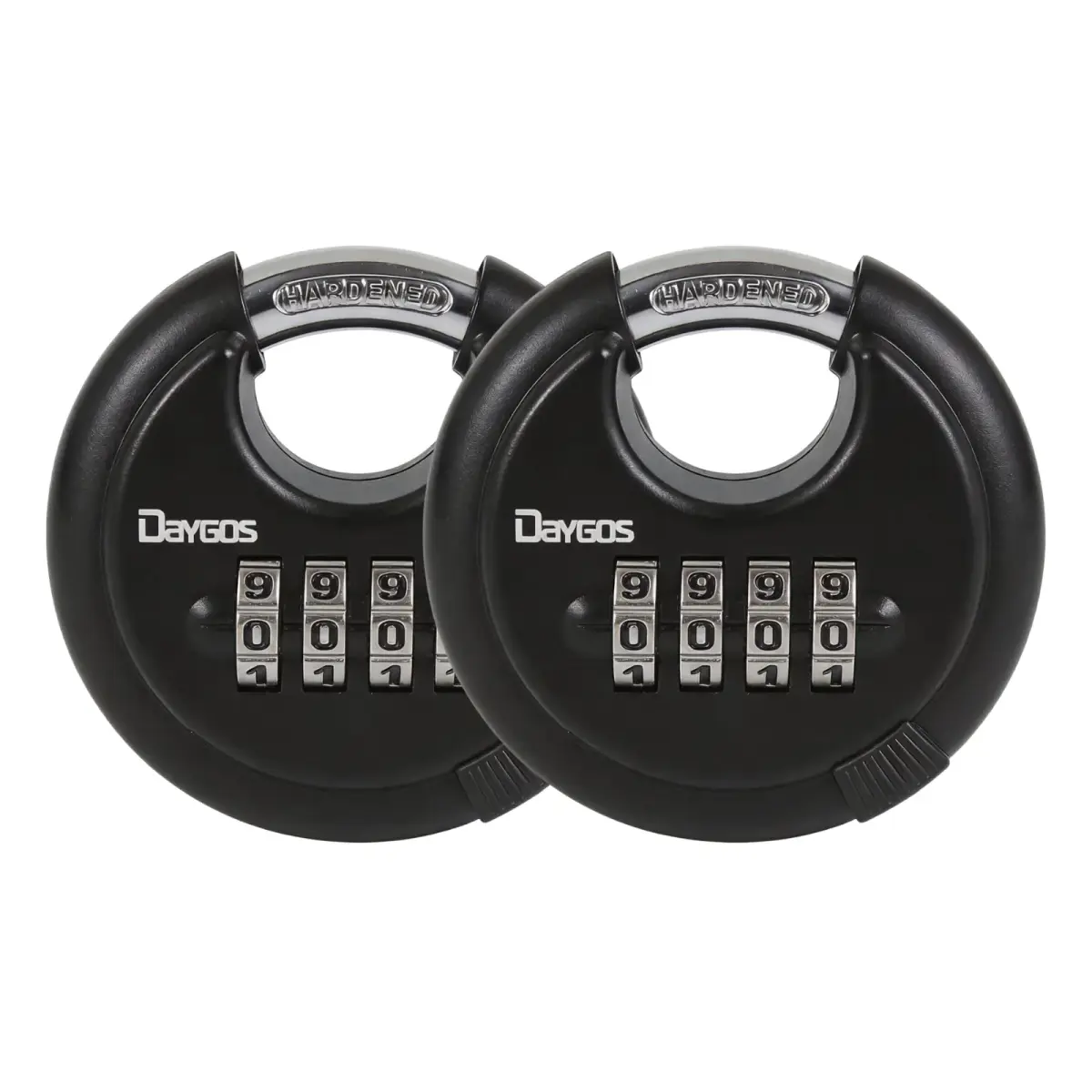 DAYGOS Black 2-Pack Combination Disc Padlocks | Heavy Duty 3/8-in Shackle, 2.75-in Body, Weatherproof Outdoor Lock - main product image