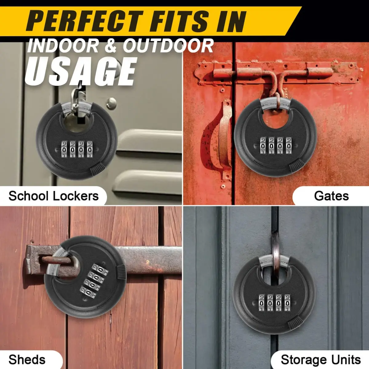 DAYGOS Black 2-Pack Combination Disc Padlocks | Heavy Duty 3/8-in Shackle, 2.75-in Body, Weatherproof Outdoor Lock - view 5