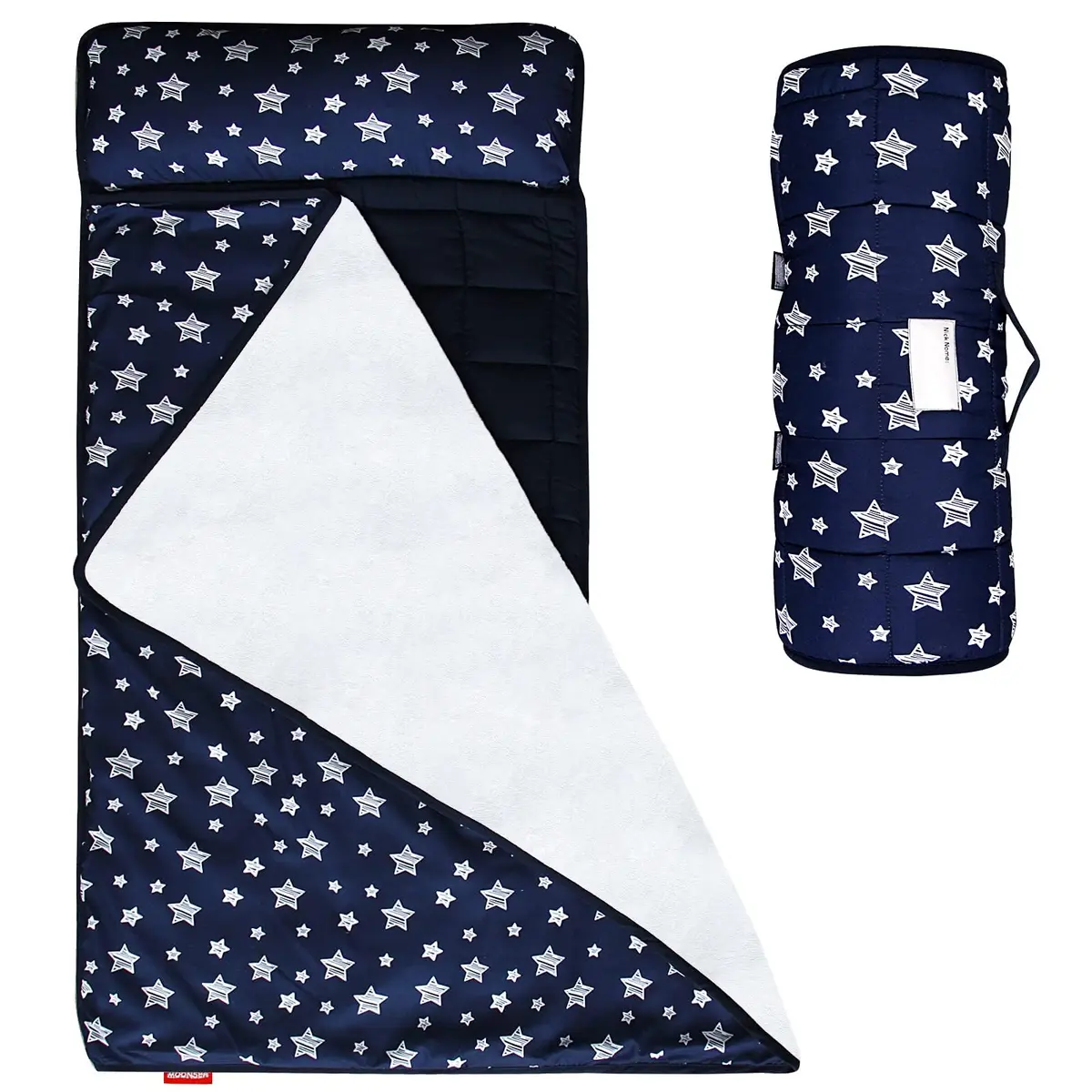 Moonsea Toddler Nap Mat with Pillow and Fleece Minky Blanket Navy | Soft, Breathable, All Seasons (70-120 chars) - main product image