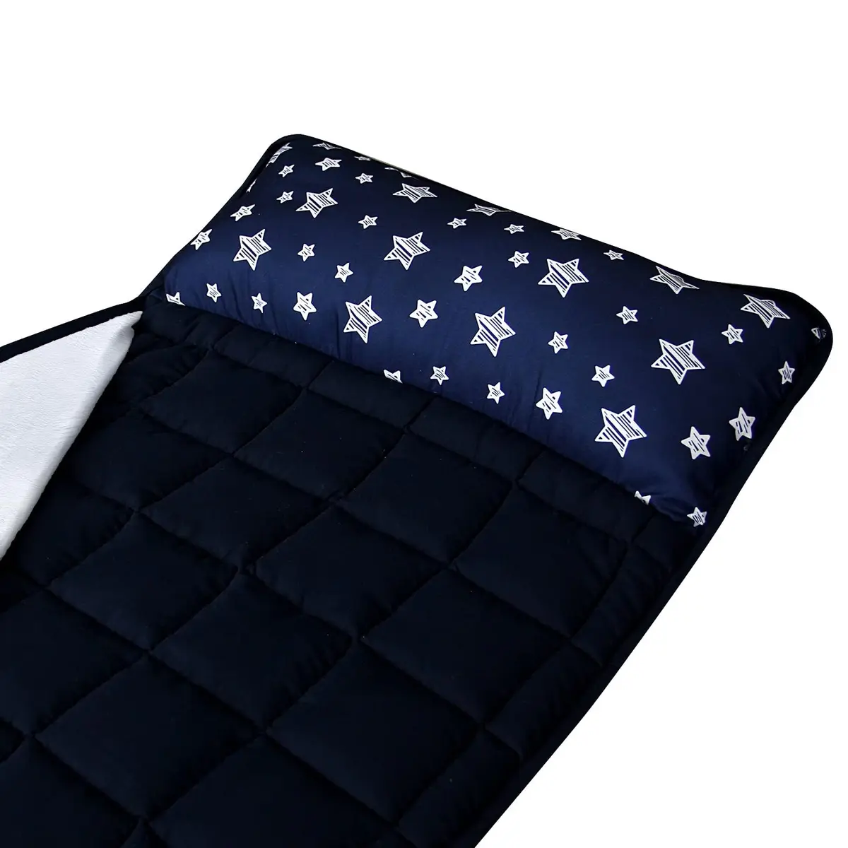 Moonsea Toddler Nap Mat with Pillow and Fleece Minky Blanket Navy | Soft, Breathable, All Seasons (70-120 chars) - view 2