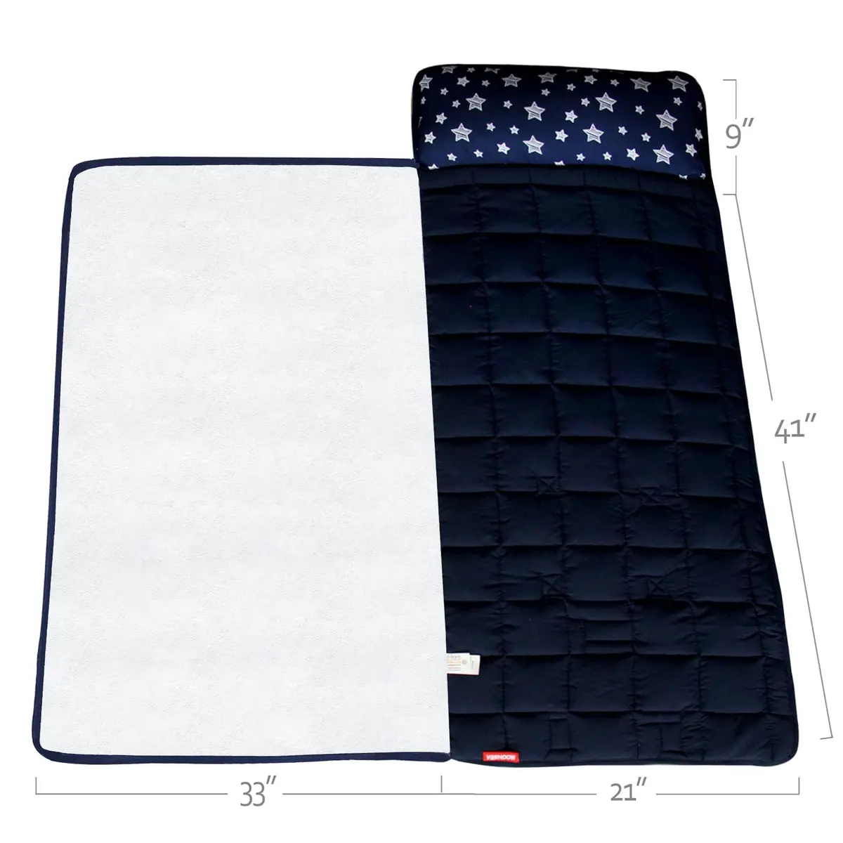 Moonsea Toddler Nap Mat with Pillow and Fleece Minky Blanket Navy | Soft, Breathable, All Seasons (70-120 chars) - view 4