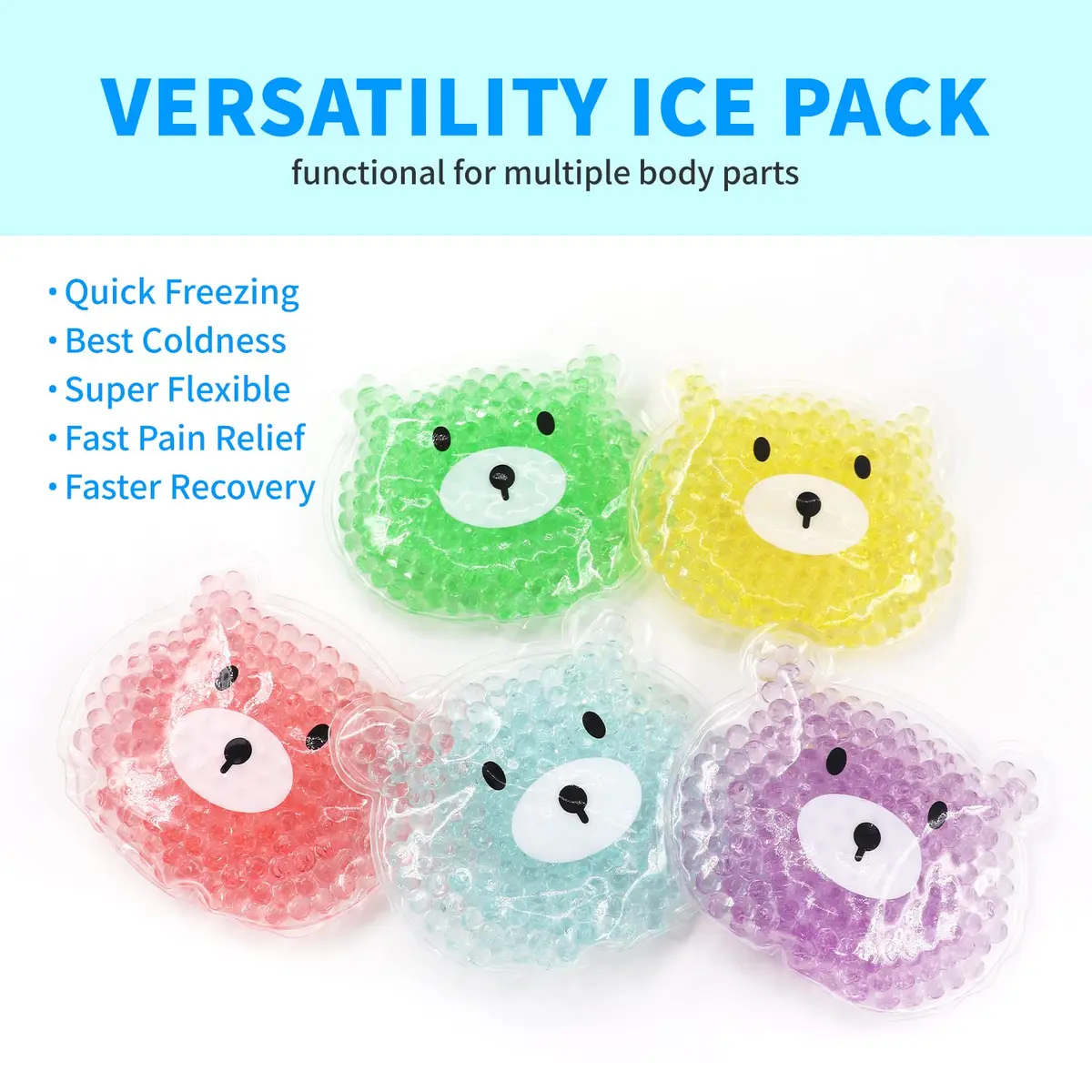 HI FINE CARE 5 PCS Boo Boo Ice Packs | Reusable Cold & Hot Therapy for Injuries & Fever - view 5