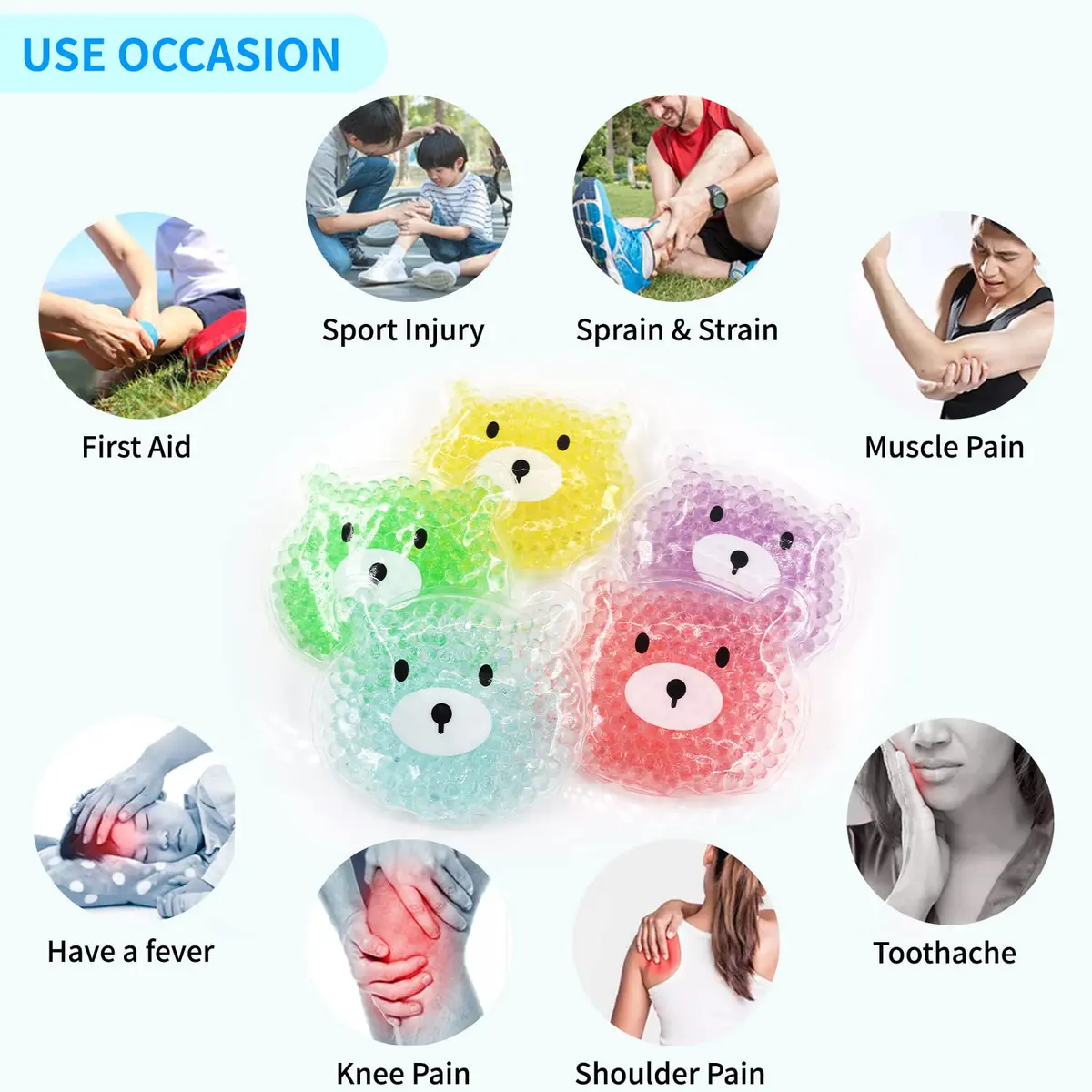 HI FINE CARE 5 PCS Boo Boo Ice Packs | Reusable Cold & Hot Therapy for Injuries & Fever - view 6