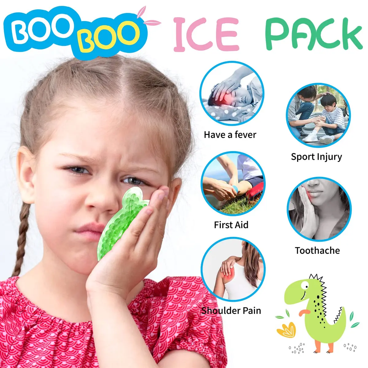 HI FINE CARE 5 PCS Boo Boo Ice Packs | Reusable Cold & Hot Therapy for Injuries & Fever - view 2