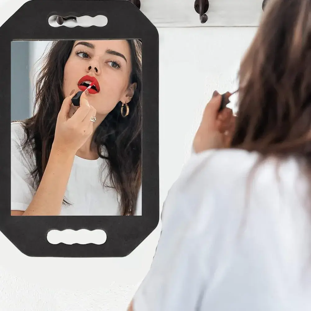 mpowtech Large Hand Held Barber Mirror 41cm (16.14") with Double Handles | Unbreakable Tempered Glass Salon Mirror - view 5